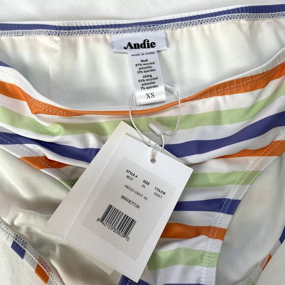 Andie Bikini Bottom Women XS Multicolor Striped Swimwear Vacation Cruise Resort - Picture 3 of 3